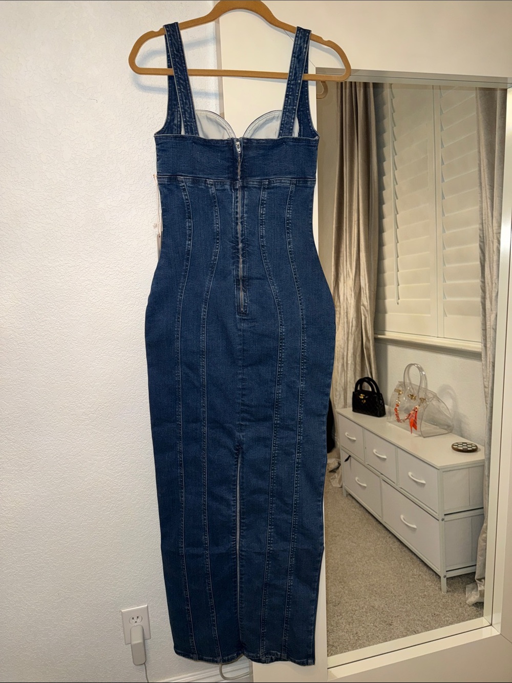 Good American Dark Blue Denim Midi Dress - Picture 4 of 10